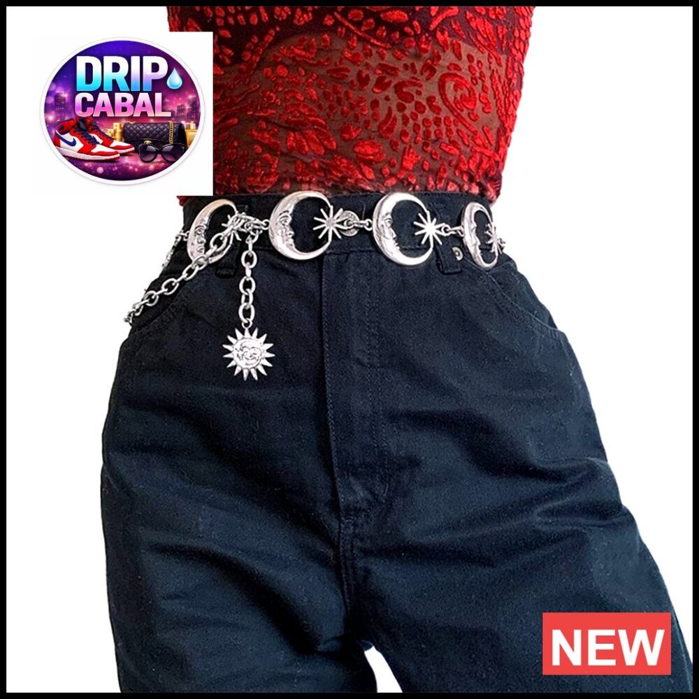Moon Star Pendant Waist Chain Adjustable Body Jewelry Y2K Chic Party Wear